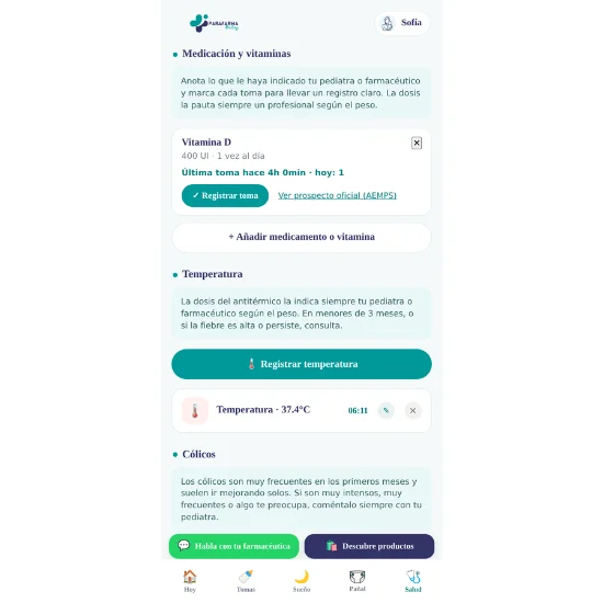 Medicación, vitaminas y temperatura del bebé